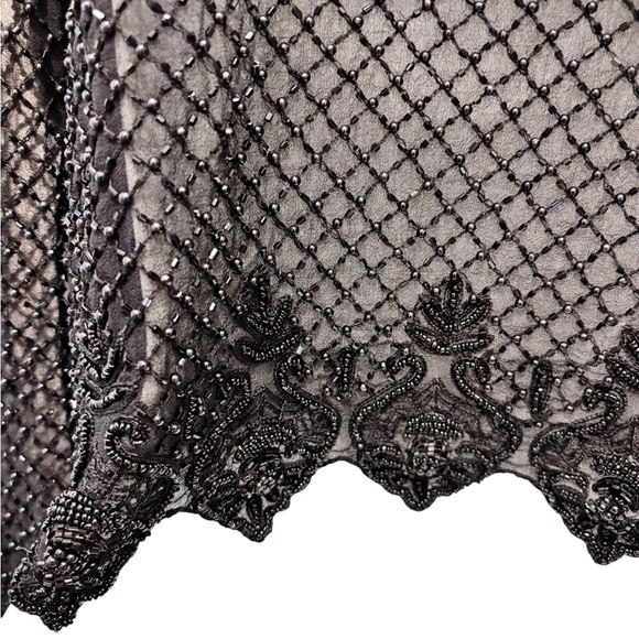 VTG Scala 100% Silk Beaded Short Bolero Jacket Scalloping L Black Formal Wedding - Picture 8 of 11